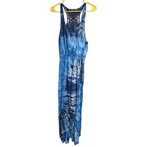 live and let live Blue Tie-Dye Crochet-Back Maxi Dress